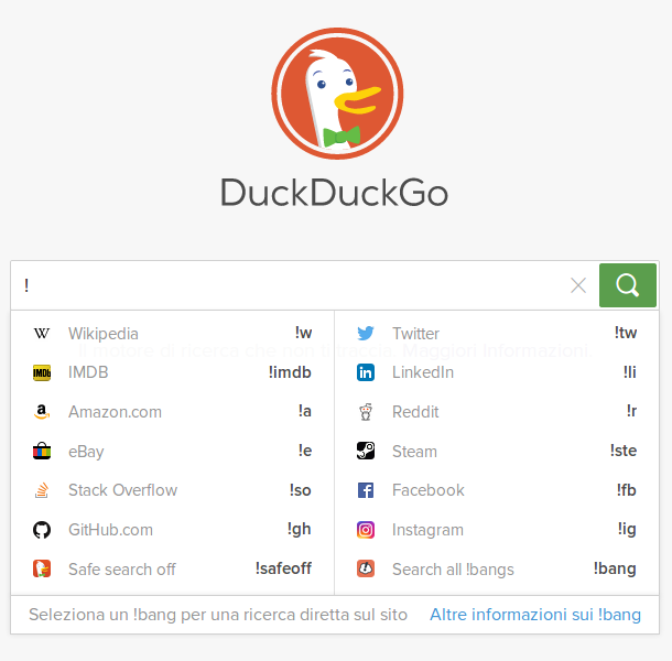 Anteprima Bang DuckDuckGo